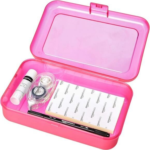 Set of 4 Plastic Pencil Boxes Large School Supply Case Student Office Organizer - Picture 6 of 8